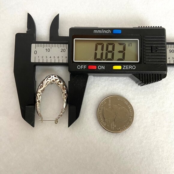 VTG Jezlaine Sterling Silver 925 Pierced Hinged Scrollwork Oval Hoop Earrings - Picture 14 of 16